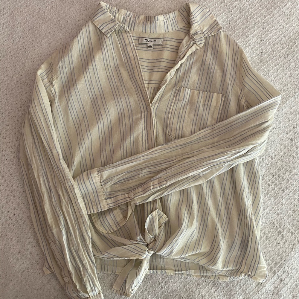 Madewell Striped Button-Up With Tie Feature - image 1